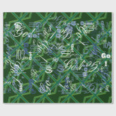 Papier Cadeau Union Jack verte de forêt en gras (Plat)