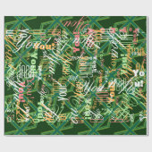 Papier Cadeau Union Jack verte de forêt en gras (Plat)