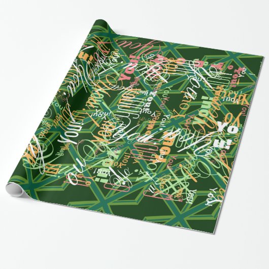 Papier Cadeau Union Jack verte de forêt en gras (Déroulé)