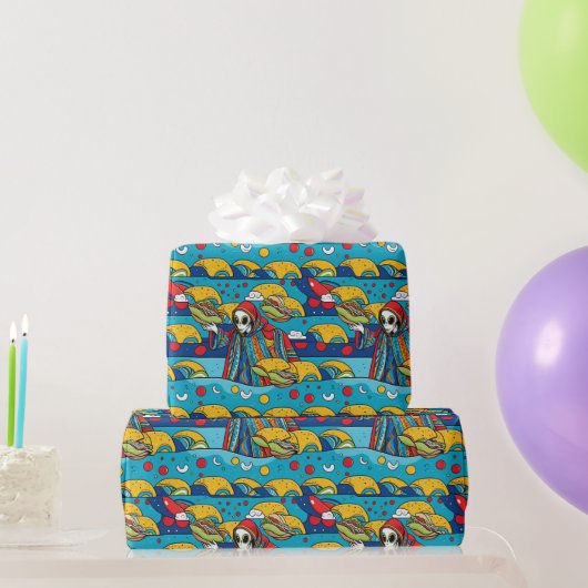 Papier Cadeau Unique Alien coloré mangeant Tacos Wrapping Papier (Cadeaux de fête)