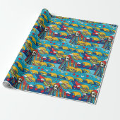 Papier Cadeau Unique Alien coloré mangeant Tacos Wrapping Papier (Déroulé)
