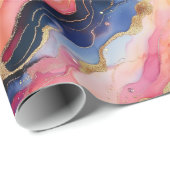 Papier Cadeau Unique Élégant Abstrait Encre Or Violet (Coin rond)