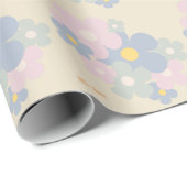 Papier Cadeau Unique Élégant Nature Pastel Fleur Personnalisé Mo (Coin rond)