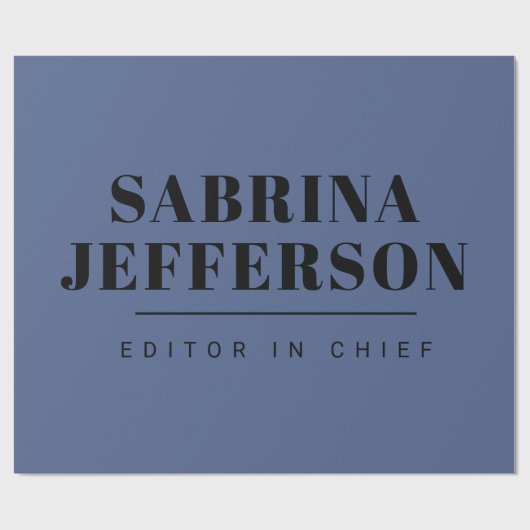 Papier Cadeau Unique Élégant Simple Bleu Noir (Plat)