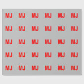 Papier Cadeau Unique en tendance gris rouge gras monogramme nom  (Plat)