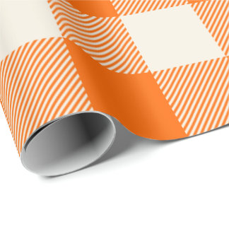 Papier Cadeau Unique et chic plaid buffalo orange gras et crème