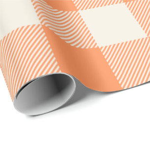 Papier Cadeau Unique et chic plaid buffalo orange pâle et crème