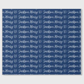 Papier Cadeau Unique Navy Blue Classical Handwriting Plain (Plat)