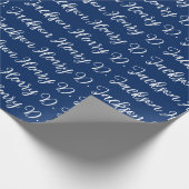 Papier Cadeau Unique Navy Blue Classical Handwriting Plain (Coin)