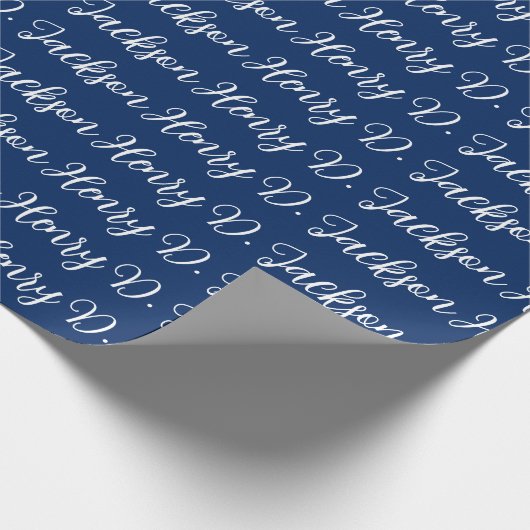 Papier Cadeau Unique Navy Blue Classical Handwriting Plain (Coin)