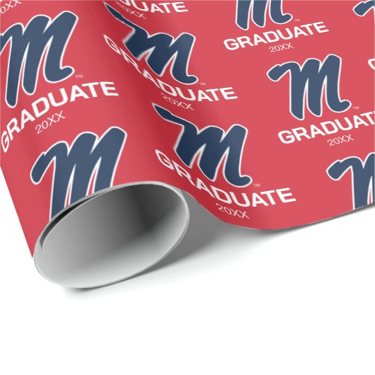 Papier Cadeau Université du Mississippi | Script M (Coin rond)