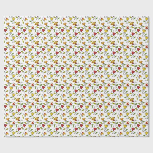 Papier Cadeau Unrolled and flat sheets of floral wrapping paper (Plat)