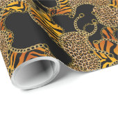 Papier Cadeau Urban Baroque Gold Chains Animal Print (Coin rond)