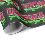 Papier Cadeau Ursula prénom Graffiti red green (Coin rond)