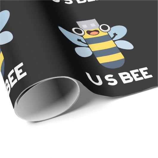 Papier Cadeau US Bee Funny USB - Jeu technique Dark BG (Coin rond)