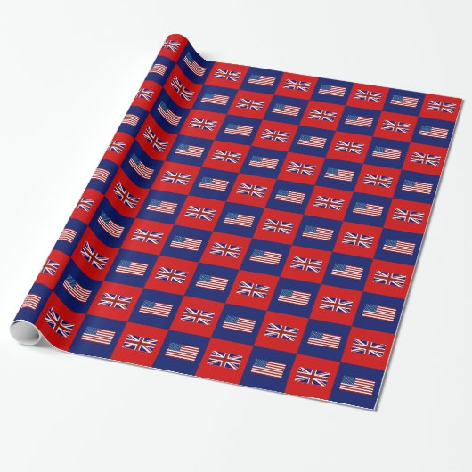 Papier Cadeau USA Flag & UK Flag Pattern (Déroulé)