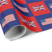 Papier Cadeau USA Flag & UK Flag Pattern (Coin rond)