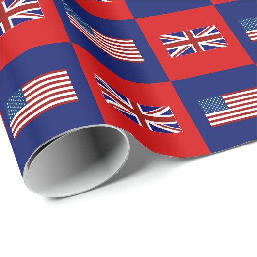 Papier Cadeau USA Flag & UK Flag Pattern (Coin rond)
