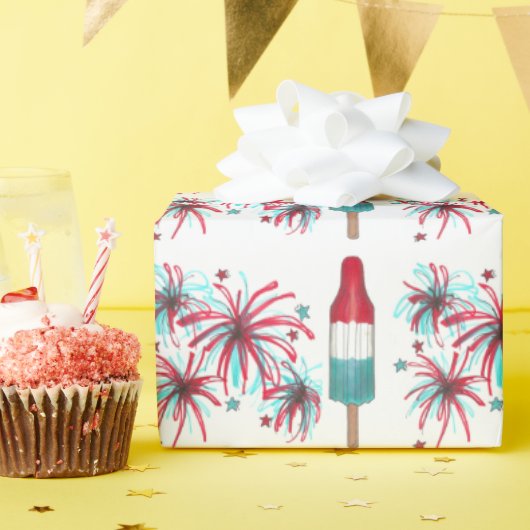 Papier Cadeau USA Patriotic Rocket Pop Popsicle Fireworks 4 juil (Fête d'anniversaire)