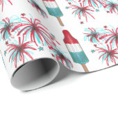 Papier Cadeau USA Patriotic Rocket Pop Popsicle Fireworks 4 juil (Coin rond)