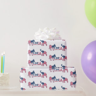 Papier Cadeau USA Politique Démocratique Donkey Republican Eleph