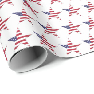 Papier Cadeau USA Star Motif avec étoiles et rayures Patriotique
