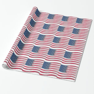 Papier Cadeau USA Unites : Stripes & Stars en Gras Design
