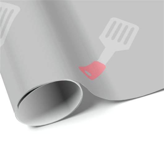 Papier Cadeau Ustensiles de spatule gris (Coin rond)