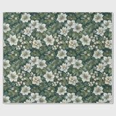 Papier Cadeau Vacances Azalées blanches et Evergreens (Plat)