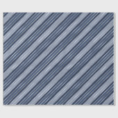 Papier Cadeau Vacances Bleu et Argent Foil Stripes de Noël (Plat)