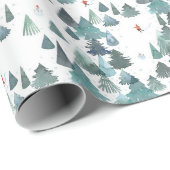 Papier Cadeau Vacances dans la forêt d'hiver (Coin rond)