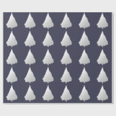 Papier Cadeau Vacances d'argent d'arbre de Noël de bleu marine (Plat)