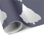 Papier Cadeau Vacances d'argent d'arbre de Noël de bleu marine (Coin rond)