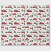 Papier Cadeau Vacances de la remorque rouge moderne Noël (Plat)