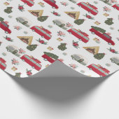 Papier Cadeau Vacances de la remorque rouge moderne Noël (Coin)