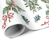 Papier Cadeau Vacances de Noël À feuillage persistant Vacances V (Coin rond)