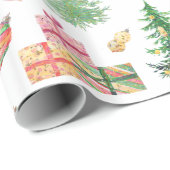 Papier Cadeau Vacances de Noël - amusement de Noël d'aquarelle (Coin rond)