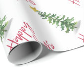 Papier Cadeau Vacances de Noël Arbre à Pins d'Eau (Coin rond)