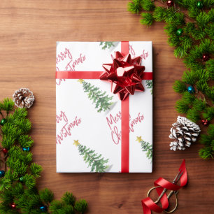 Papier Cadeau Vacances de Noël Arbre à Pins d'Eau