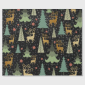Papier Cadeau Vacances de Noël - arbres et cerfs communs sur le (Plat)