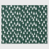Papier Cadeau Vacances de Noël aux arbres blancs verts (Plat)
