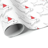 Papier Cadeau Vacances de Noël blanc de Shark Santa Hat (Coin rond)
