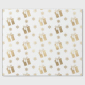 Papier Cadeau Vacances de Noël Blanc Golden Gift Stars (Plat)