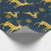 Papier Cadeau Vacances de Noël - cerf commun d'or sur l'arrière (Coin)