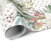 Papier Cadeau Vacances de Noël - cerfs communs d'aquarelle et (Coin rond)