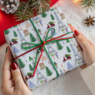 Papier Cadeau Vacances de Noël dans la Ville Lumière, Paris