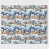 Papier Cadeau Vacances de Noël dans le village bavarois d'hiver (Plat)