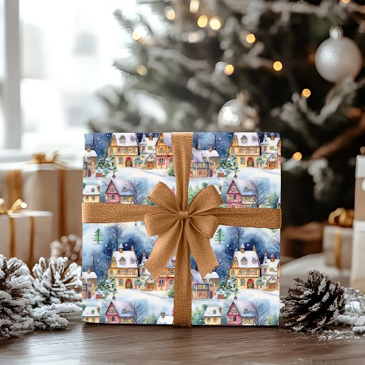 Papier Cadeau Vacances de Noël dans le village bavarois d'hiver