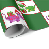 Papier Cadeau Vacances de Noël Dinosaure motif fête envelopper (Coin rond)