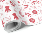 Papier Cadeau Vacances de Noël Eléments Motif (Coin rond)